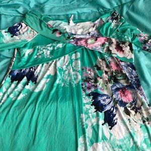 Teal, Off-the-Shoulder Shirt with Floral Print!